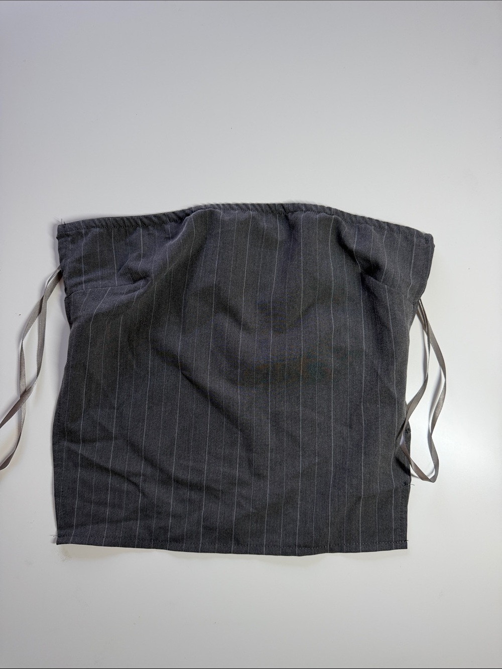 Edikted Charcoal Pinstripe Strapless Tank Top